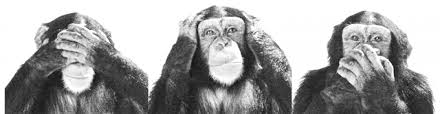 Trzy mądre małpki które nie widzą, nie słyszą, ani nie mówią nic złego..